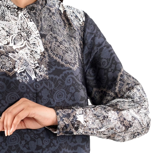 Floral Pattern Silky Tunic/Dress - Picture 10 of 10